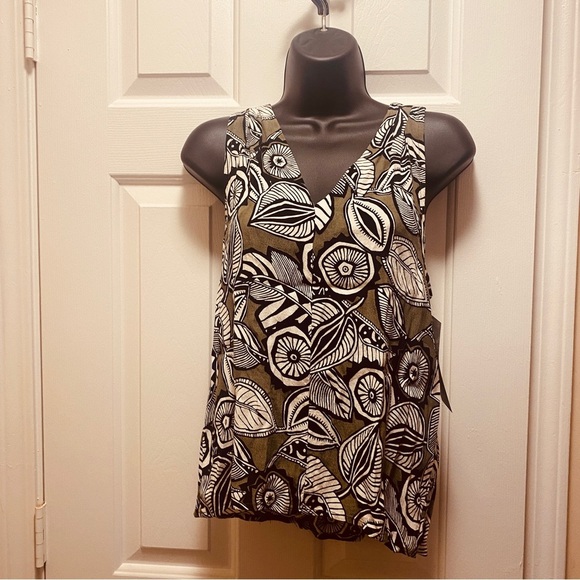 LOFT Tops - LOFT NWT Women Green/Black  Sleeveless Blouse Small Petite